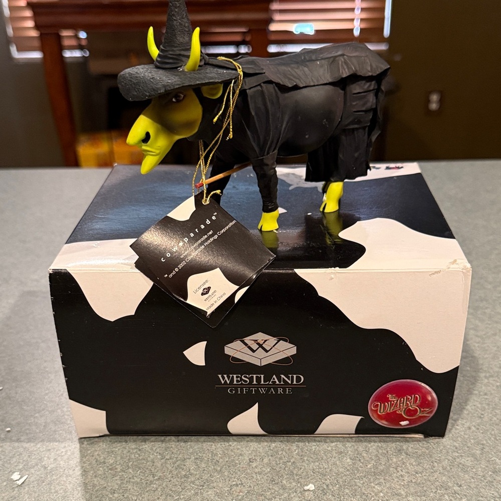 Westland Giftware Witch Cow Figurine - Black and Yellow